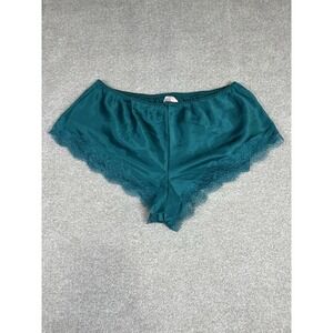 Victorias Secret NWT  Green Satin Laced Shorts Size Small‎